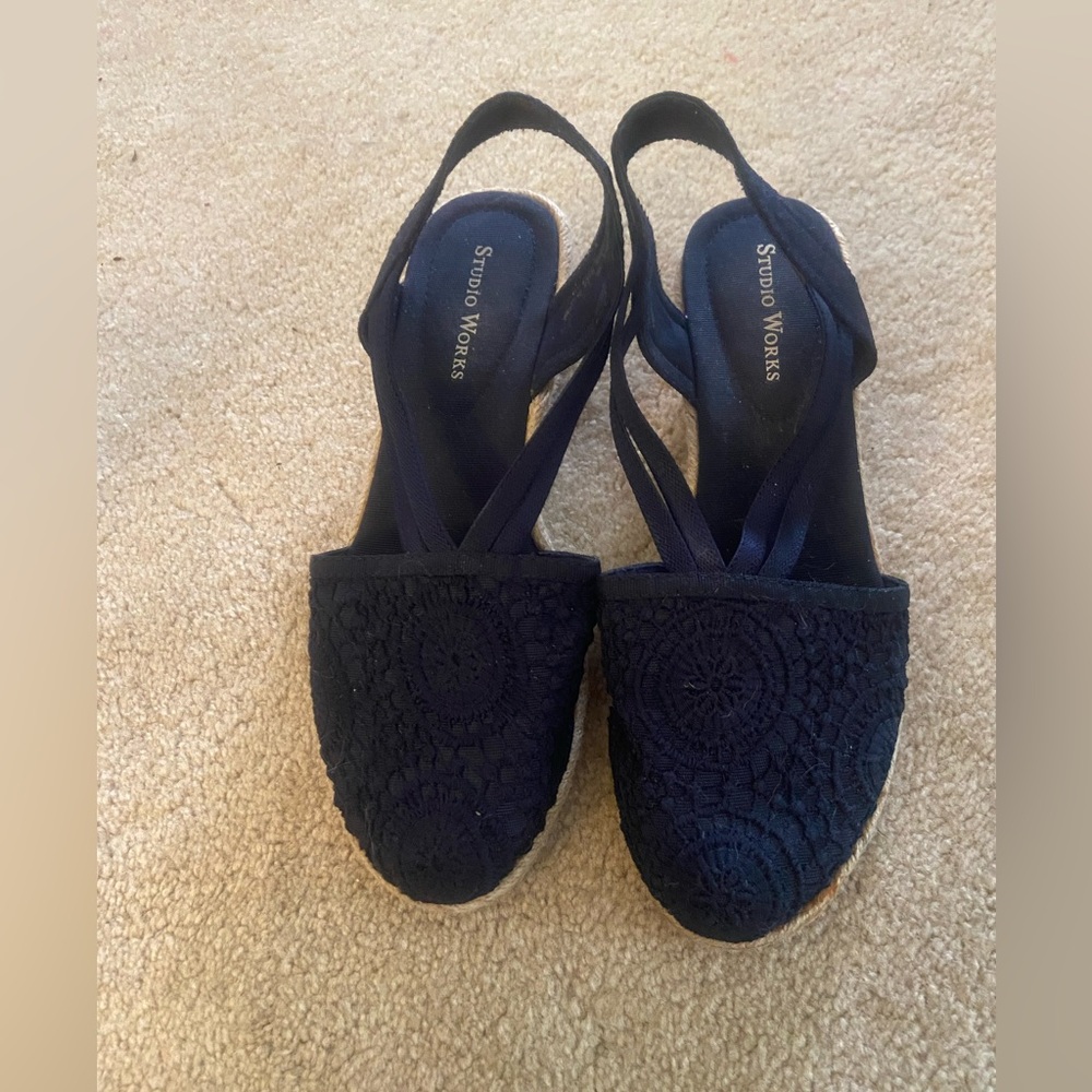 Wedge Navy shoes.